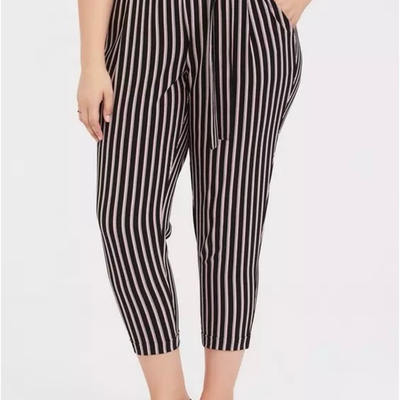 Torrid Multi Stripe Crepe Tie Front Tapered Pants With Belt Size 2 (18-20) - Picture 2 of 12